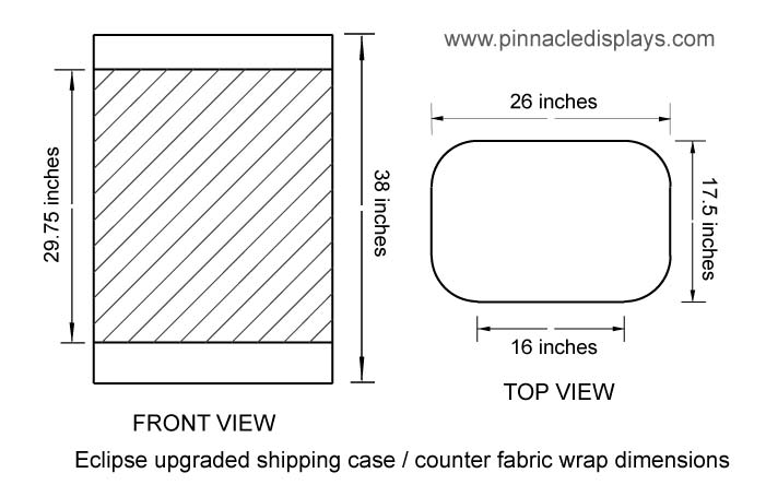 dimensions for velcro fabric counter wrap for for Eclipse upgraded shipping case